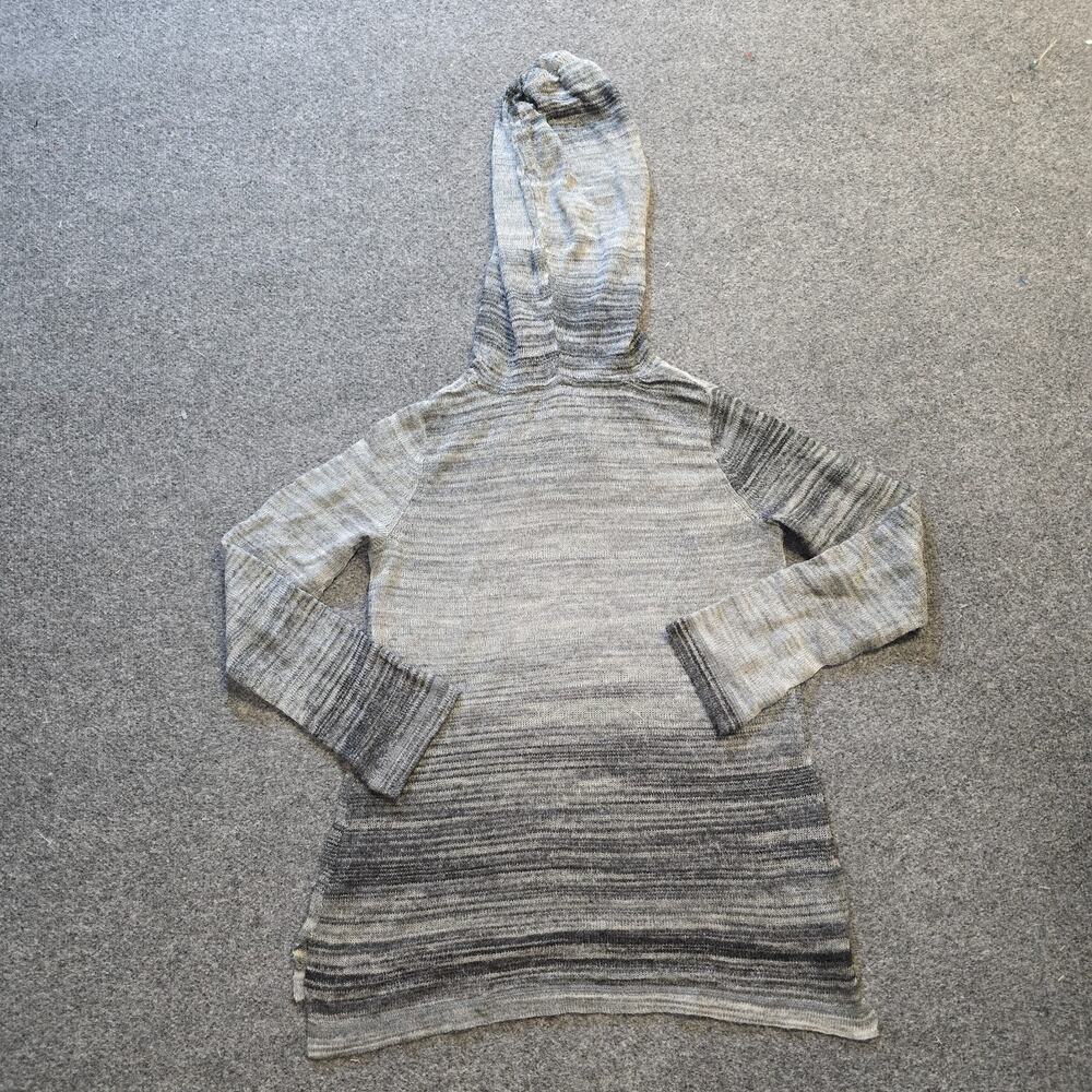 Prana Sweater Womens Size XS Black Gray Striped Hoodie Knit Long Sleeve Comfort - Picture 8 of 9